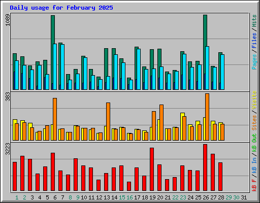 Daily usage for February 2025